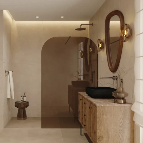 AD Naturalnie Taho Wall ścianka prysznicowa walk-in 110cm szkło brązowe profil miedź szczotkowana SPR-003BR-110MSZ