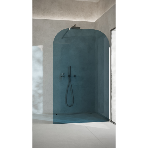 AD Naturalnie Taho Wall ścianka prysznicowa walk-in 100cm szkło niebieskie profil miedź szczotkowana SPR-003NB-100MSZ