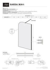 AD Naturalnie Garda Wall ścianka prysznicowa walk-in 130cm szkło grafitowe profil czarny SPR-005GT-130CZ