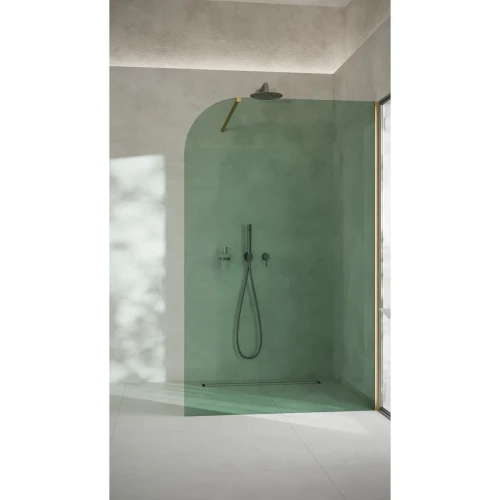 AD Naturalnie Garda Wall ścianka prysznicowa walk-in 110cm szkło czarne profil złoto szczotkowane SPR-005CZ-110ZSZ