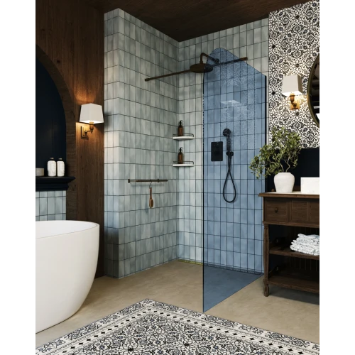 AD Naturalnie Garda Wall ścianka prysznicowa walk-in 100cm szkło niebieskie profil grafit szczotkowany SPR-005NB-100GSZ