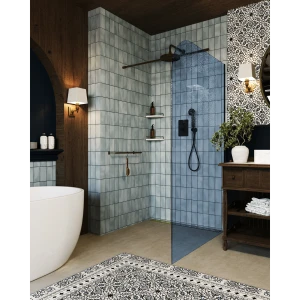AD Naturalnie Garda Wall ścianka prysznicowa walk-in 130cm szkło niebieskie profil grafit szczotkowany SPR-005NB-130GSZ