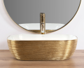 Rea Belinda White Gold Brush Umywalka nablatowa 465mm, kolor biały/Złoty REA-U7422