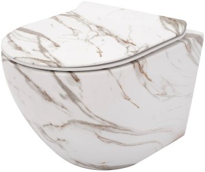 Rea Carlos Slim miska WC z deską 495mm imitacja kamienia, bez rantu REA-C8004