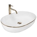 Rea Cleo 61 Umywalka nablatowa 60 cm, kolor biały/Złoty REA-U6211