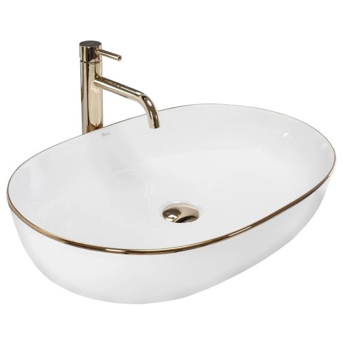 Rea Cleo 61 Umywalka nablatowa 60 cm, kolor biały/Złoty REA-U6211