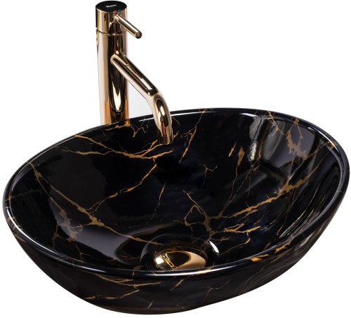 Umywalka nablatowa Rea Sofia Black Marble 41cm REA-U5611