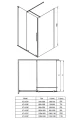Deante Prizma Ścianka prysznicowa walk-in 70 cm, stal szczotkowana KTJ_F37P  rysunek techniczny