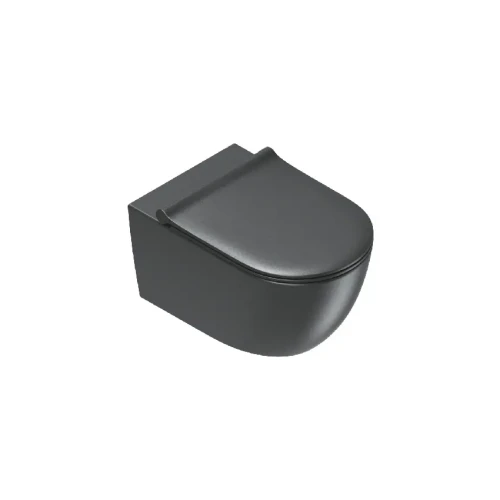 Catalano Sfera miska WC wisząca Silentech z deską wolnoopadającą i mocowaniami  55x35 cm, kolor czarny mat ( Nero Satinato) 0511550022+0551200022+9056060000
