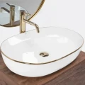Rea Cleo 61 Umywalka nablatowa 60 cm, kolor biały/Złoty REA-U6211