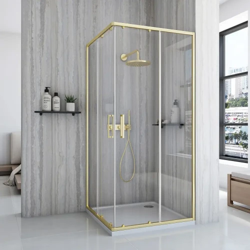 Rea City Brush Gold Kabina prysznicowa kwadratowa 80x80cm , kolor złoty szczotkowany REA-K6444