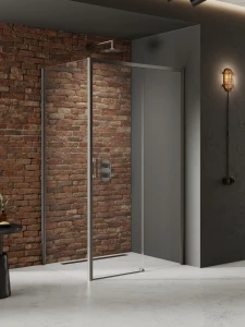 New Trendy Prime Kabina prysznicowa prostokątna prawa drzwi przesuwne gunmetal brushed 100x90cm D-0886A/D-0354B
