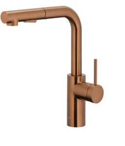 Kfa Brushed Rose Gold Bateria kuchenna Duero Basic, wyciągana wylewka, funkcja prysznica kolor miedź szczotkowana 6623-110-34