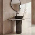 Laveo Cone bateria umywalkowa z korkiem kolor grafit BVC_922D