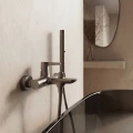 Laveo Cone bateria wannowa ścienna z zestawem natryskowym kolor grafit BVC_911D
