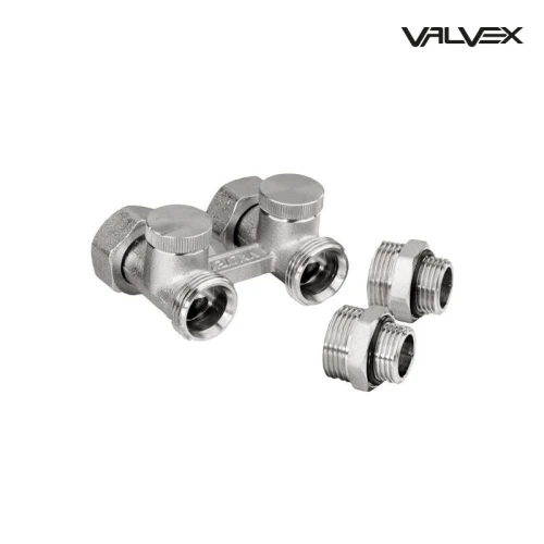 Valvex Fusion zawór grzejnikowy podwójny odcinający prosty G 1/2x3/4 1480030