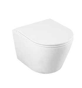 Laveo Nida CycleOn miska WC bezrantowa 48,5cm + deska sedesowa wolnopadająca, spłukiwanie wirowe kolor biały VMN_609S