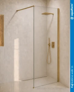 Aquaform Fuji Brushed Gold ścianka prysznicowa walk in 120x200cm, powłoka Quick Clean profil złoto szczotkowane (Brushed Gold) AQ.103-11-20120-01