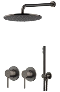 Emmevi Rubinetterie Filo Zestaw natryskowy podtynkowy L-200mm fi-25cm, kolor grafit szczotkowany (gunmetal)  FIL010ZSC3GCNS