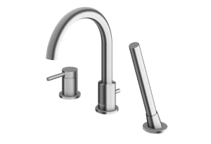 Kohlman Axel Brushed Nickel bateria wannowa 3otworowa z obrotową wylewką kolor nikiel szczotkowany QB241ABN