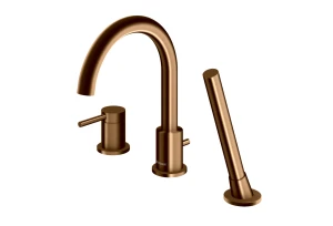 Kohlman Axel Brushed Copper bateria wannowa 3otworowa z obrotową wylewką kolor miedź szczotkowana QB241ABC
