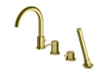 Kohlman Axel Brushed Gold bateria wannowa 4otworowa z obrotową wylewką kolor złoty szczotkowany QB244AGDB