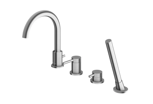 Kohlman Axel Brushed Nickel bateria wannowa 4otworowa z obrotową wylewką kolor nikiel szczotkowany QB244ABN