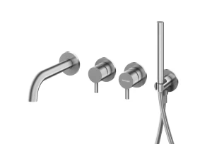 Kohlman Axel Nickel Brushed bateria wannowa podtynkowa z wylewką wannową i słuchawką prysznicową, kolor nikiel szczotkowany QW260ABN230