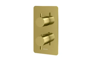 Kohlman Axel Brushed Gold bateria wannowa termostatyczna, trójdrożna, kolor złoty szczotkowany QW433AGDB