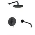 Paffoni Light komplet wannowy podtynkowy, bateria dwudrożna, deszczownica i wylewka wody, czarny mat, deszczownica 30 cm LIG015NO+ZBOC045NO+ZSOF034NO+C06657NO