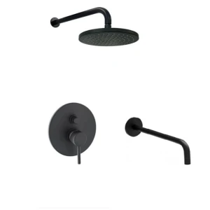 Paffoni Light komplet wannowy podtynkowy, bateria dwudrożna, deszczownica i wylewka wody, czarny mat, deszczownica 30 cm LIG015NO+ZBOC045NO+ZSOF034NO+ZSOF079NO 