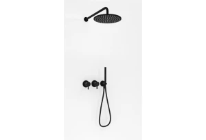 Kohlman Axel Black zestaw prysznicowy podtynkowy deszczownica 25cm kolor czarny mat QW260ABR25