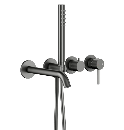 KFA Armatura Moza Gun Metal Grey bateria wannowa podtynkowa ścienna, kolor grafit szczotkowany PVD 5039-411-61