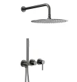 KFA Armatura Moza Gun Metal Grey zestaw natryskowy podtynkowy z baterią 3-otworową, deszczownica 30cm, kolor PVD grafit szczotkowany 5039-511-61