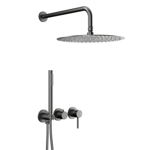  KFA Armatura Moza Gun Metal Grey zestaw natryskowy podtynkowy z baterią 3-otworową, deszczownica 30cm, kolor PVD grafit szczotkowany 5039-511-61