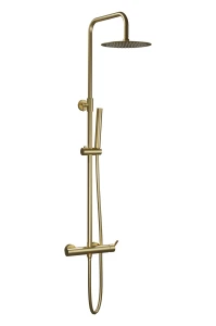 AQG Urban Flow monomando  zestaw natryskowy natynkowy deszczownica 25cm kolor PVD złoty szczotkowany 21UFR25UFD09 