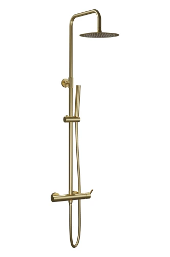 AQG Urban Flow monomando zestaw natryskowy natynkowy deszczownica 25cm kolor PVD złoty szczotkowany 21UFR25UFD09