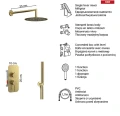 AQG Urban Flow zestaw natryskowy podtynkowy deszczownica 25cm kolor PVD złoty szczotkowany 19URFER23609