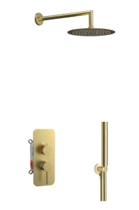 AQG Urban Flow zestaw natryskowy podtynkowy deszczownica 25cm kolor PVD złoty szczotkowany 19URFER23609