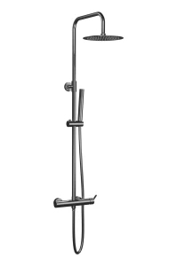 AQG Urban Flow monomando zestaw natryskowy natynkowy deszczownica 25cm kolor PVD Gun Metal grafit szczotkowany 21UFR25UFD12