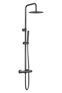 AQG Urban Flow zestaw natryskowy termostatyczny natynkowy deszczownica 25cm kolor PVD Gun Metal grafit szczotkowany 20UFR25NID12