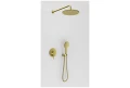 Kohlman Axel Brushed Gold zestaw prysznicowy podtynkowy deszczownica 25cm kolor złoty szczotkowany QW210AGDBR25