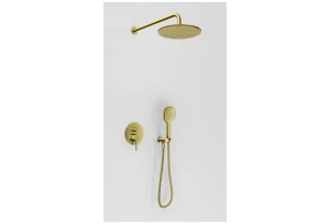 Kohlman Axel Brushed Gold zestaw prysznicowy podtynkowy deszczownica 25cm kolor złoty szczotkowany QW210AGDBR25