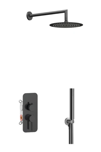 AQG Urban Flow zestaw natryskowy podtynkowy deszczownica 25cm kolor PVD grafit szczotkowany 19URFER23612