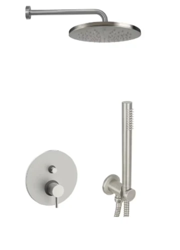 Paffoni Light Inox zestaw natryskowy podtynkowy deszczownica 22,5 cm, kolor stal szczotkowana, LIG015ZSC2A.ST