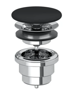 Villeroy&Boch korek do umywalki bez przelewu (niezamykany odpływ z ceramiczną osłoną), kolor czarny (Pure Black) 683500R7