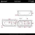 Corsan Intero V230  wanna wolnostojąca przyścienna 160x74cm wersja prawa, korek klik-klak biały V230LPWH