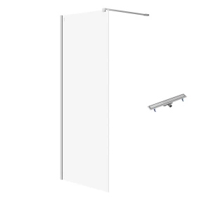 Cersanit Mille kabina walk-in z odpływem liniowym 80x200cm kolor chrom S601-245