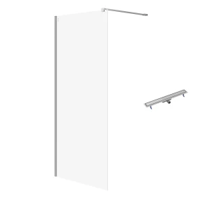 Cersanit Mille kabina walk-in z odpływem liniowym 90x200cm kolor chrom S601-242