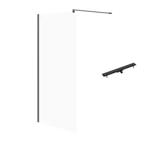 Cersanit Mille kabina walk-in z odpływem liniowym 100x200cm kolor czarny S601-241